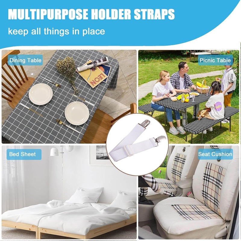 CUNGLIN Table Cloth Holder Clips Hidden Strap 5 Pack, Adjustable Elasticity Picnic Tablecloth Clip Indoor Outdoor Large Clamp for Thick Tables Bench Cover Party Restaurant Camping RV Essential Accessories - Image 5